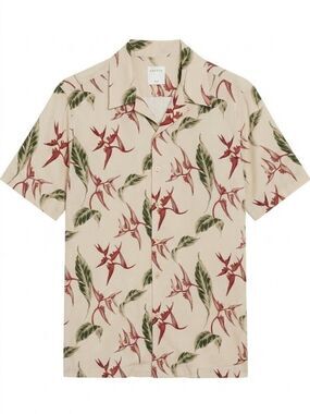 Sandro Authenticated by The RealReal Men Floral Button Down Short Sleeve Shirt M